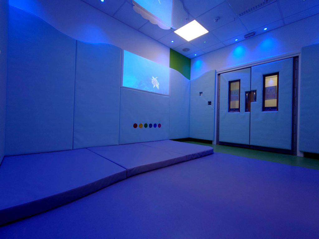 Calming Sensory Room in Hospital Setting With Interactive Colour Switches and Media Projector