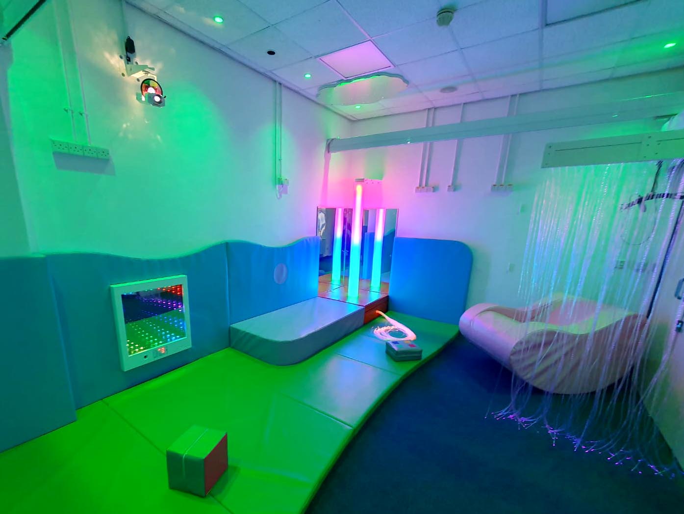Sensory Room At Resource Centre With Protective Padding and Sensory Equipment