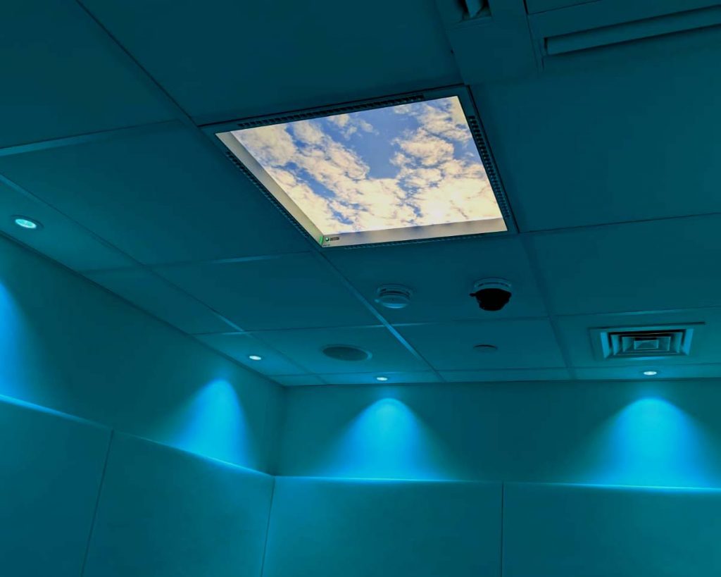 Environmental Light Ceiling Panels In Sensory Rom With Sky Scene