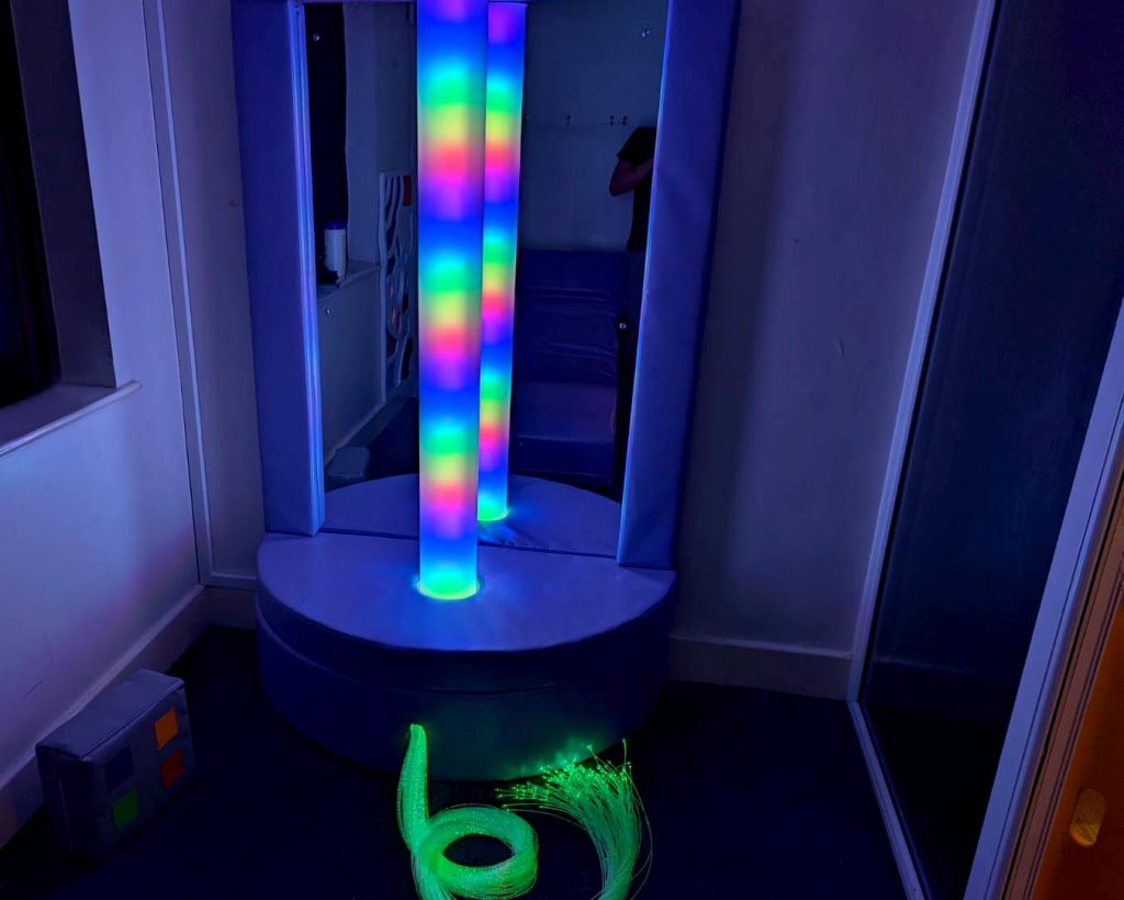 Interactive Borealis Tube and Fibre Optic Harness In Hospital Sensory Room At Three Valleys Hospital