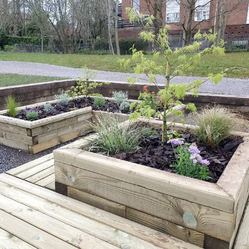 Raised Planter Beds in Sensory Garden For Schools and Nurseries