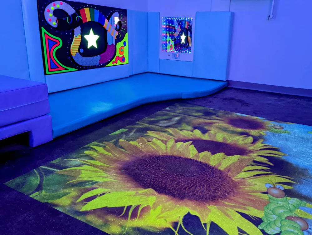 Interactive floor projection system used within a sensory room for additional needs