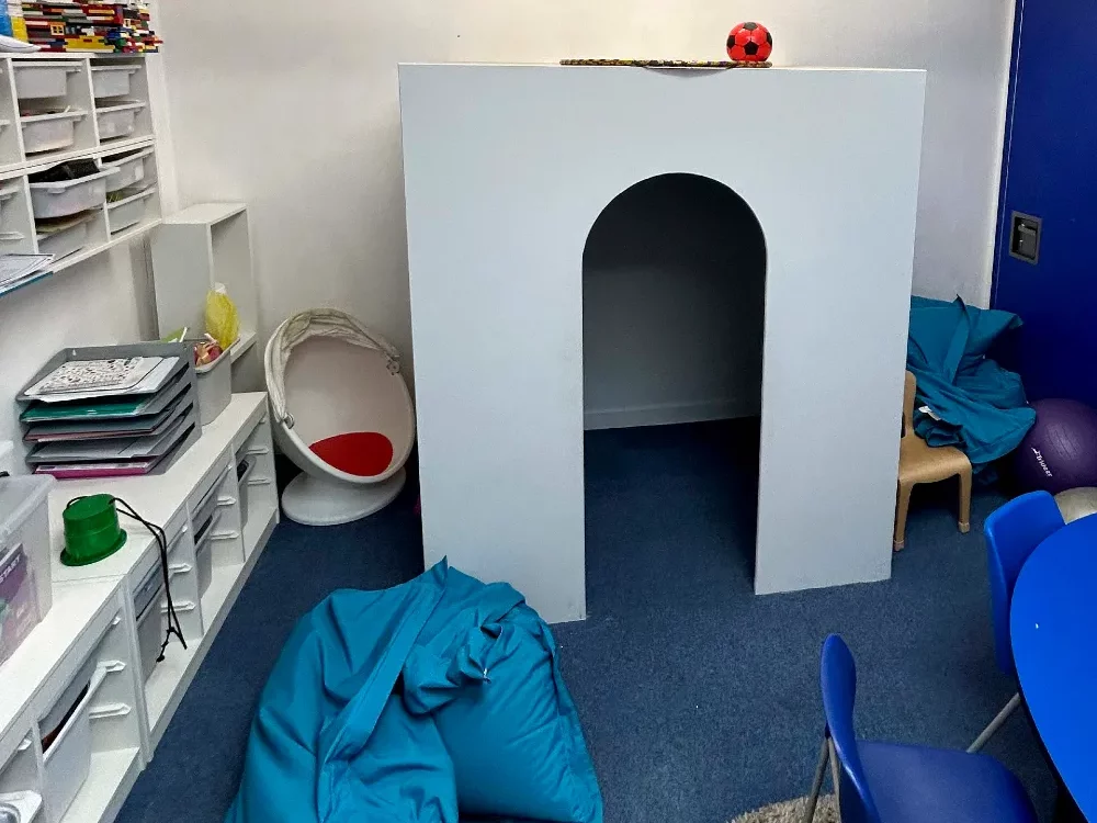 Small sensory den created within a primary school classroom - pre installation