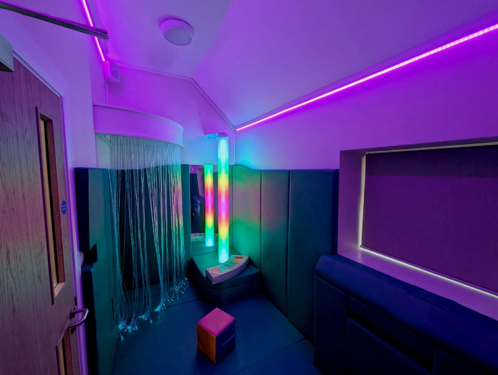Bespoke sensory design combining calming lighting and interactive features in a school sensory room